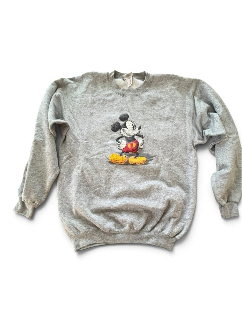VTG 90s Disney Store Mickey Mouse Sweatshirt Grey Medium NOS NWOT Textured